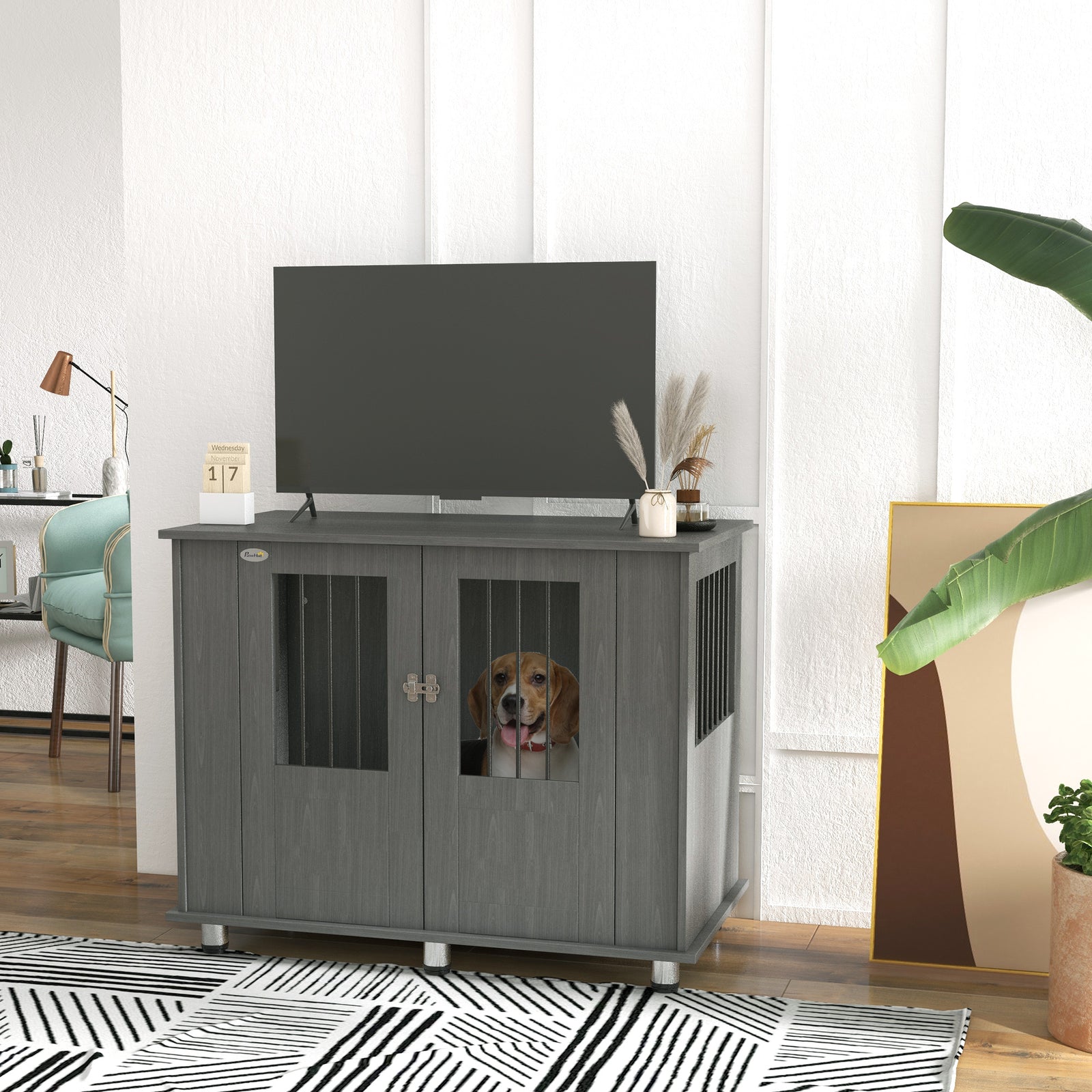 Dog Crate End Table W/ Magnetic Door - Small Dogs