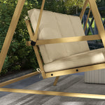 3 Seater Garden Swing Chair W/ Adjustable Canopy And Cushion | Beige