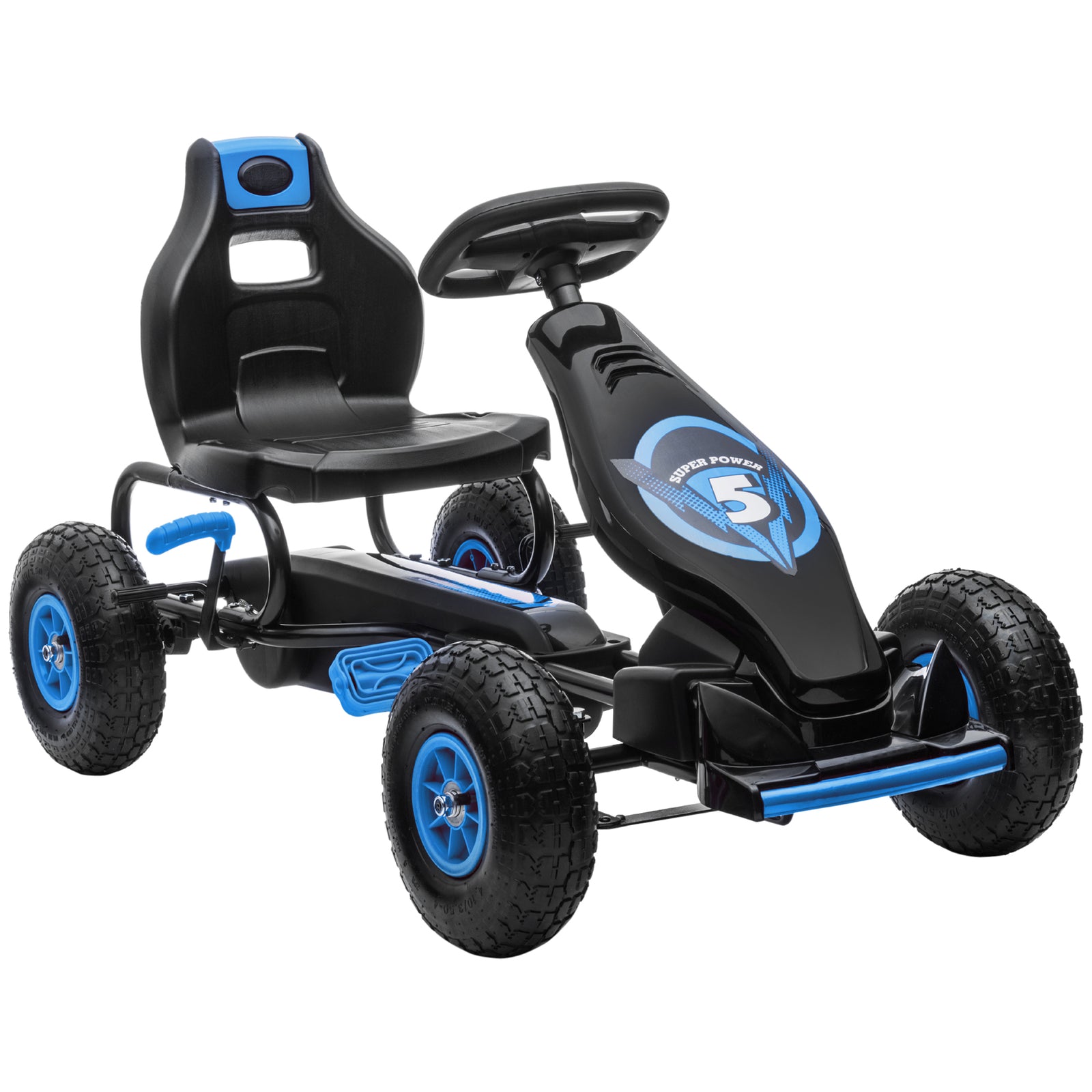 Pedal Kart W/adjustable Seat, Rubber Wheels | Blue
