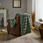 Ashridge Soft Faux Fur Throw 130x170cm – Elegant Textured Blanket | 130cm x 170cm | Green
