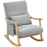 Modern High Back Rocking Chair With Solid Wood Legs | Light Grey