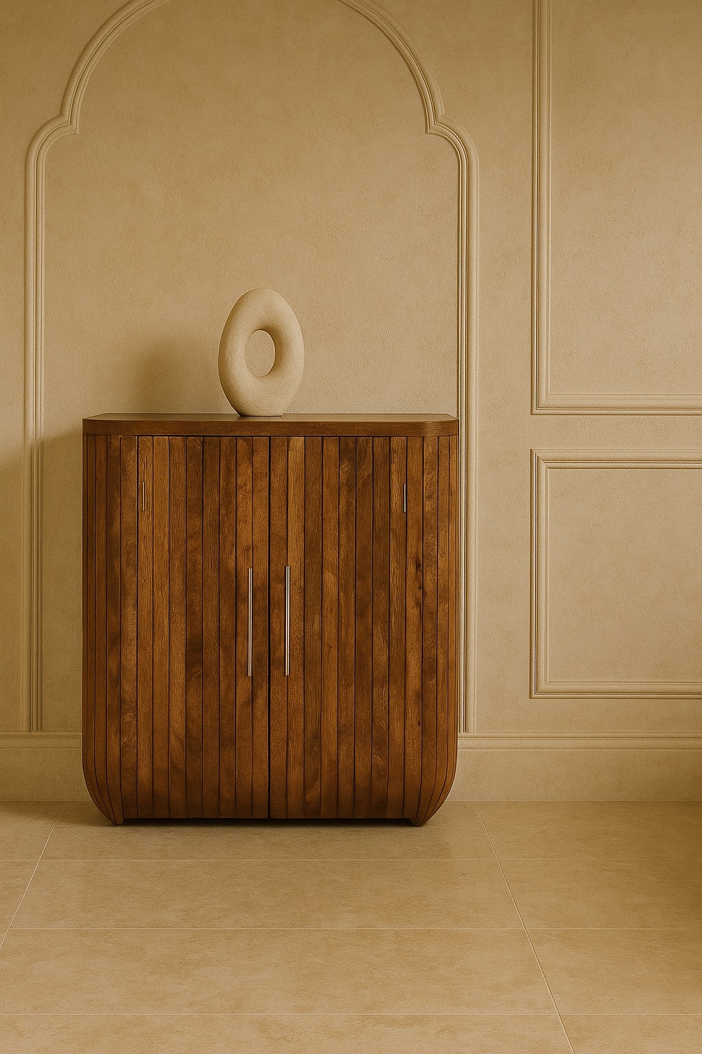 Handcrafted Solid Wood Cabinet – Golden Teak Finish