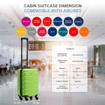 55x35x20cm Cabin Carry On Suitcase Hard Shell Overhead Luggage 100+ Airlines Approved | Cabin | Green