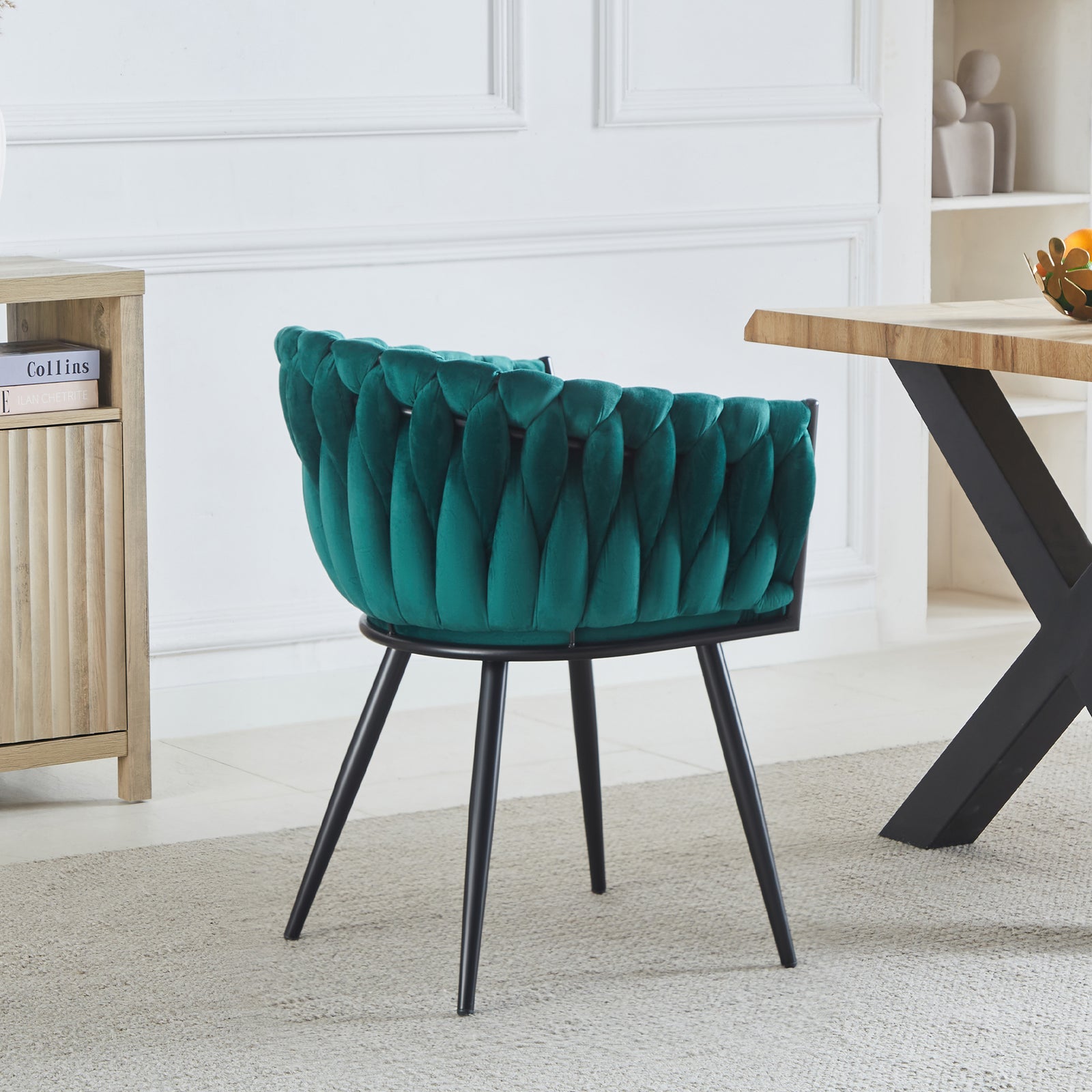 Set Of 2 Baiano Fabric Dining Chairs | Green