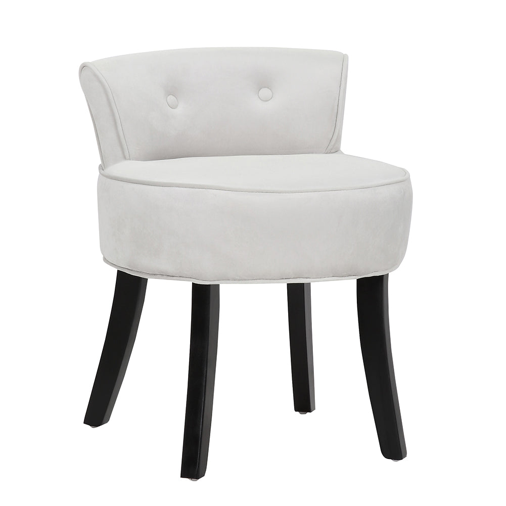 Velvet Slipper Chair Back Chair Sofa Vanity Bedroom Dressing Chair | Grey & White