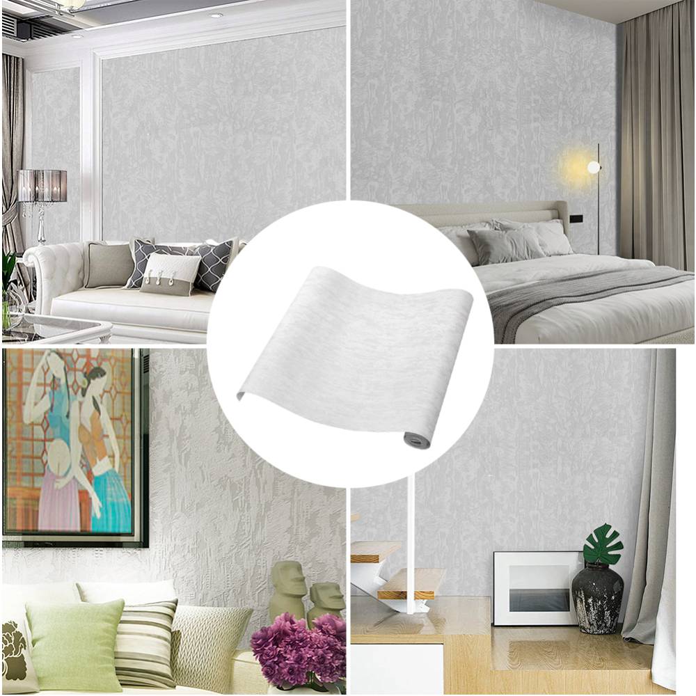 Plain Grey Non-woven Embossed Wallpaper