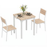 3 Pcs Compact Dining Table 2 Chairs Set | Oak