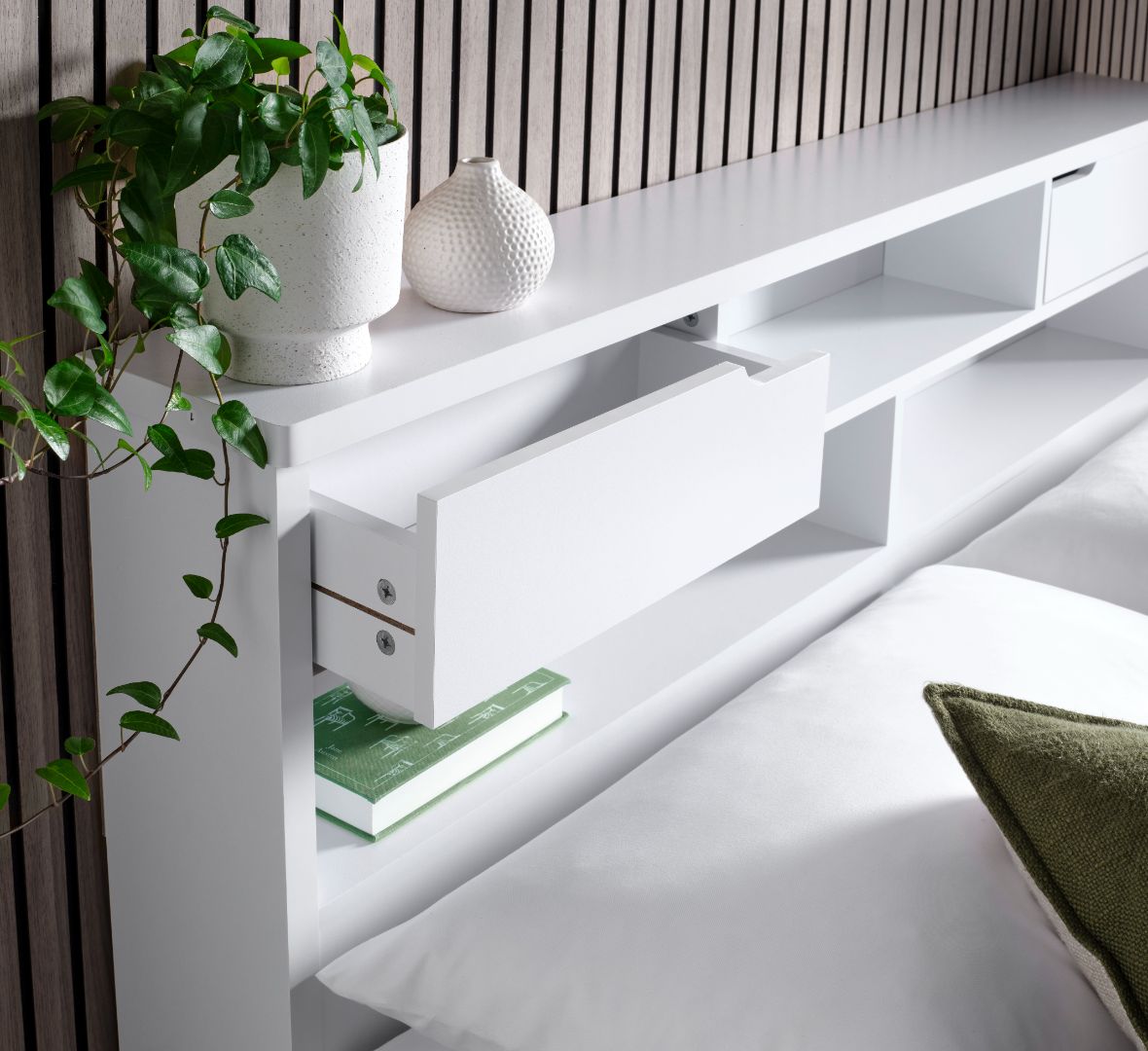 Fabio Wooden Storage Bed With 2 Drawer | King | White
