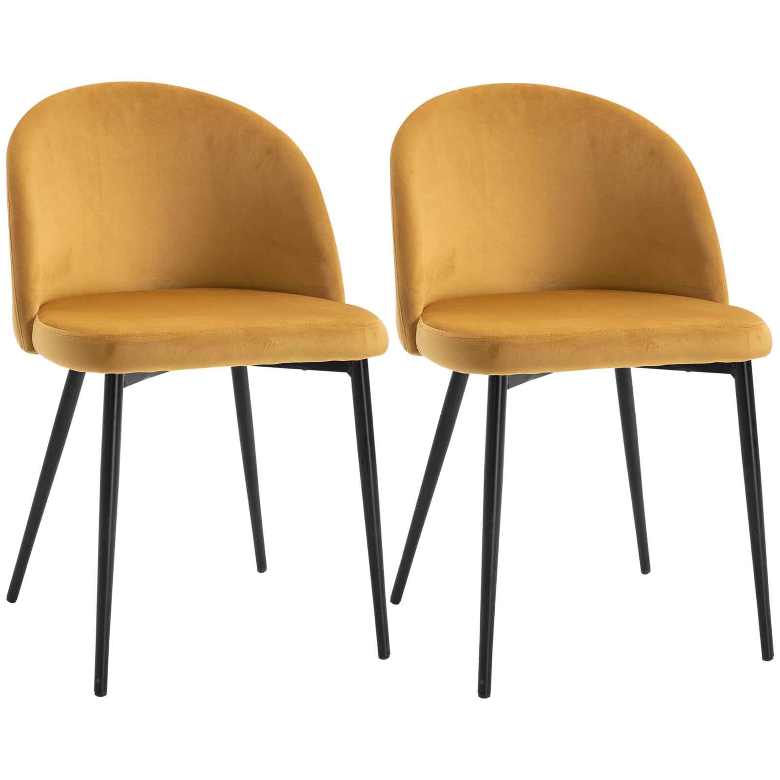 2 Pieces Modern Upholstered Fabric Bucket Seat Dining Chairs | Yellow