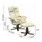Upholstered Swivel Recliner Chair With Footstool | Beige