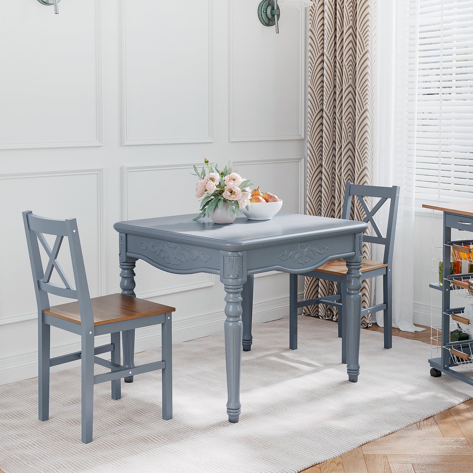 Wood Dining Chairs Set Of 2 W/ Cross Back