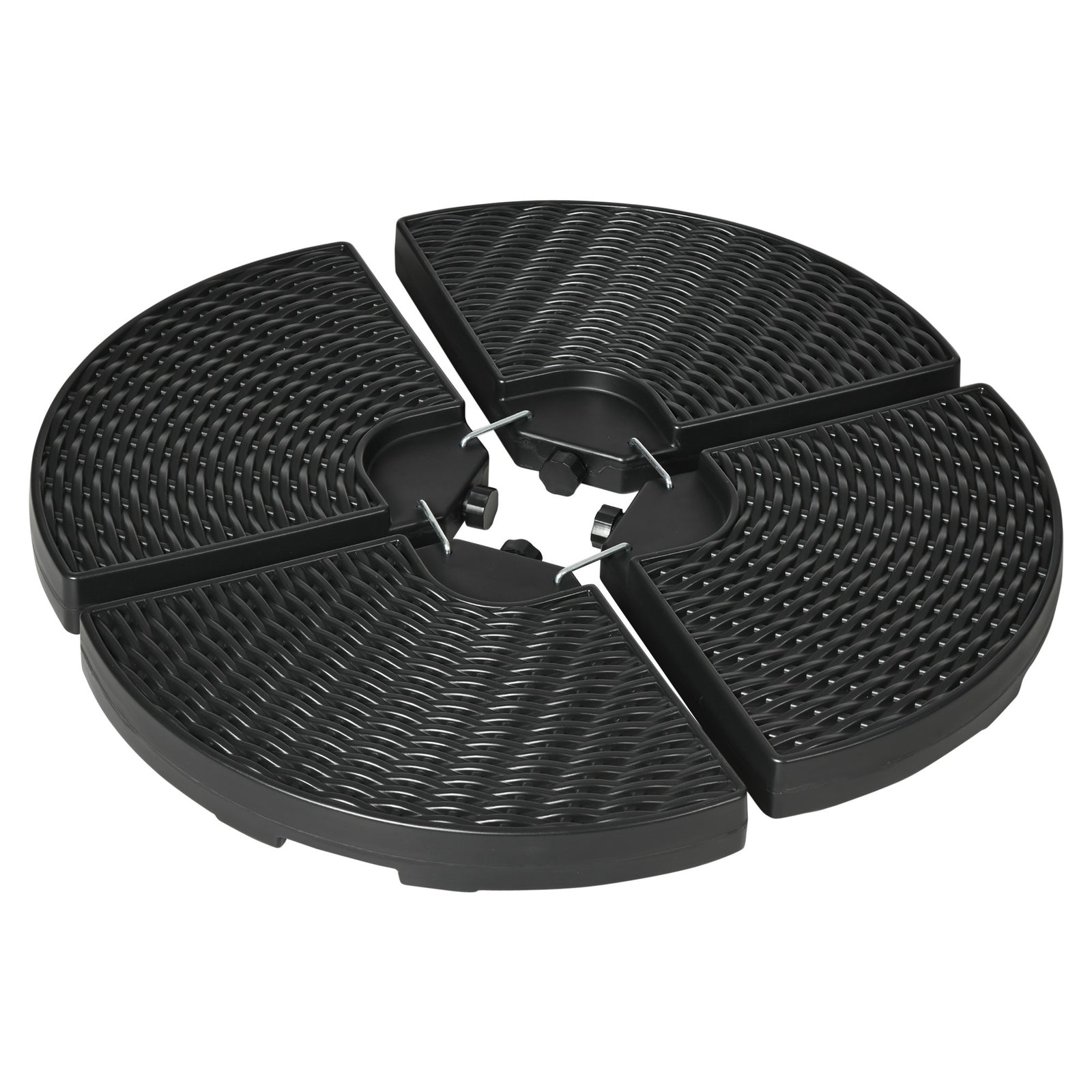 4pc Parasol Bases, Wicker Effect, Black