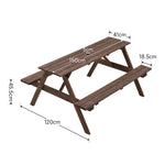 Solid Wood Rectangle Picnic Table And Bench Set | Large