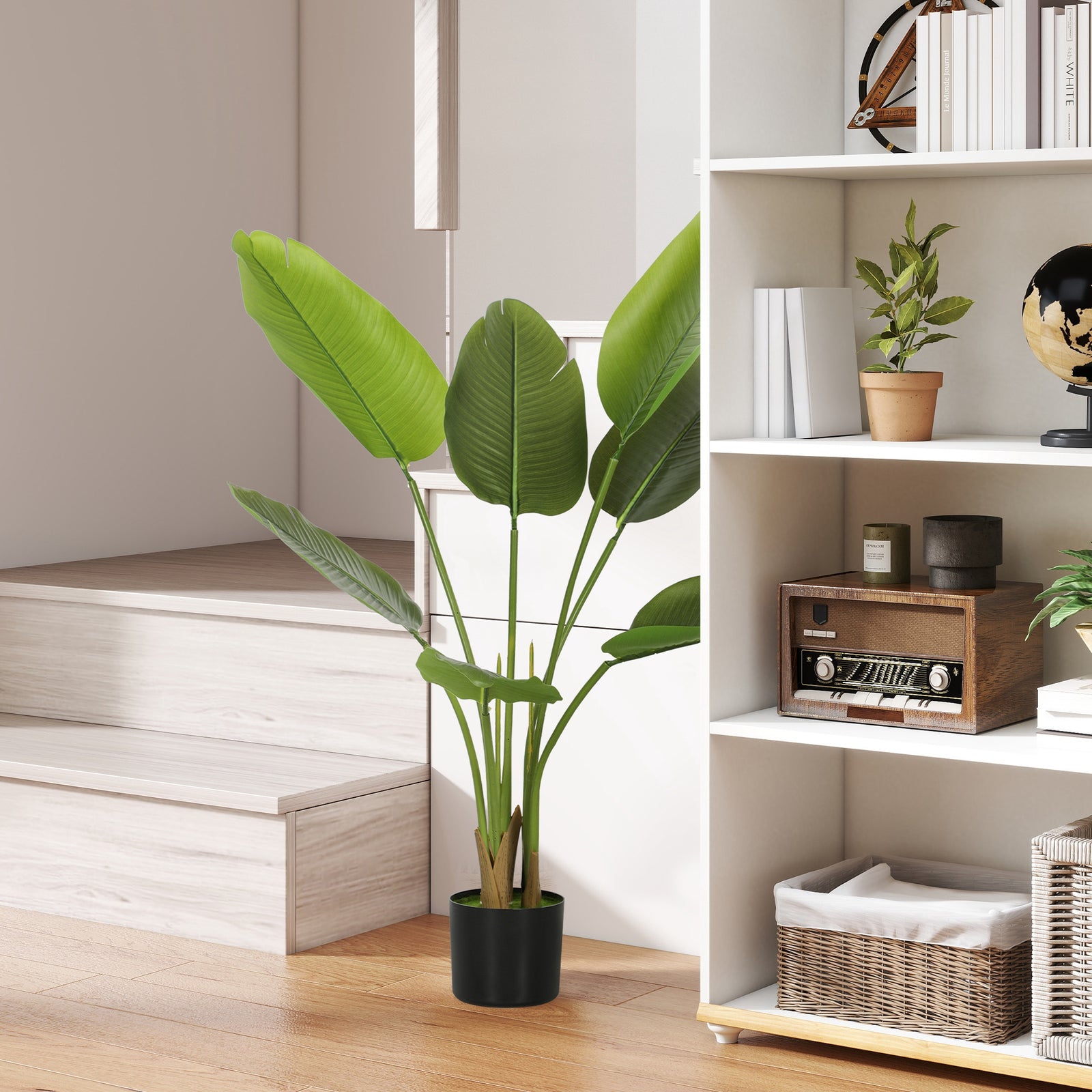Artificial Bird Of Paradise Plant With Flocking In Pot | 109cm | Green