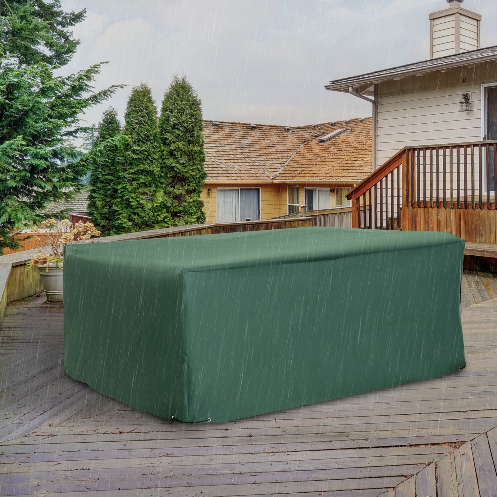 Uv Rain Protective Cover For Garden Patio Wicker Rattan | Medium | Green