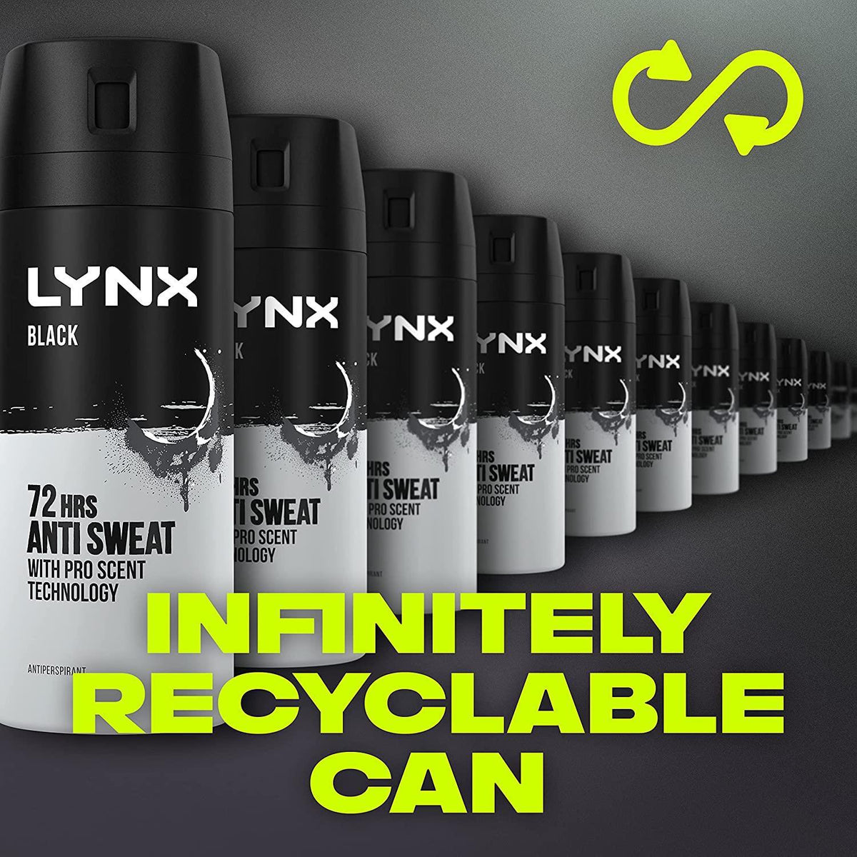 Black Body Spray Anti-perspirant Deodorant 72hrs Anti Sweat 150ml | Set of 18