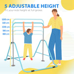 Kids Gymnastic Bar W/ Adjustable Height, Foldable Training Bar | Sky Blue