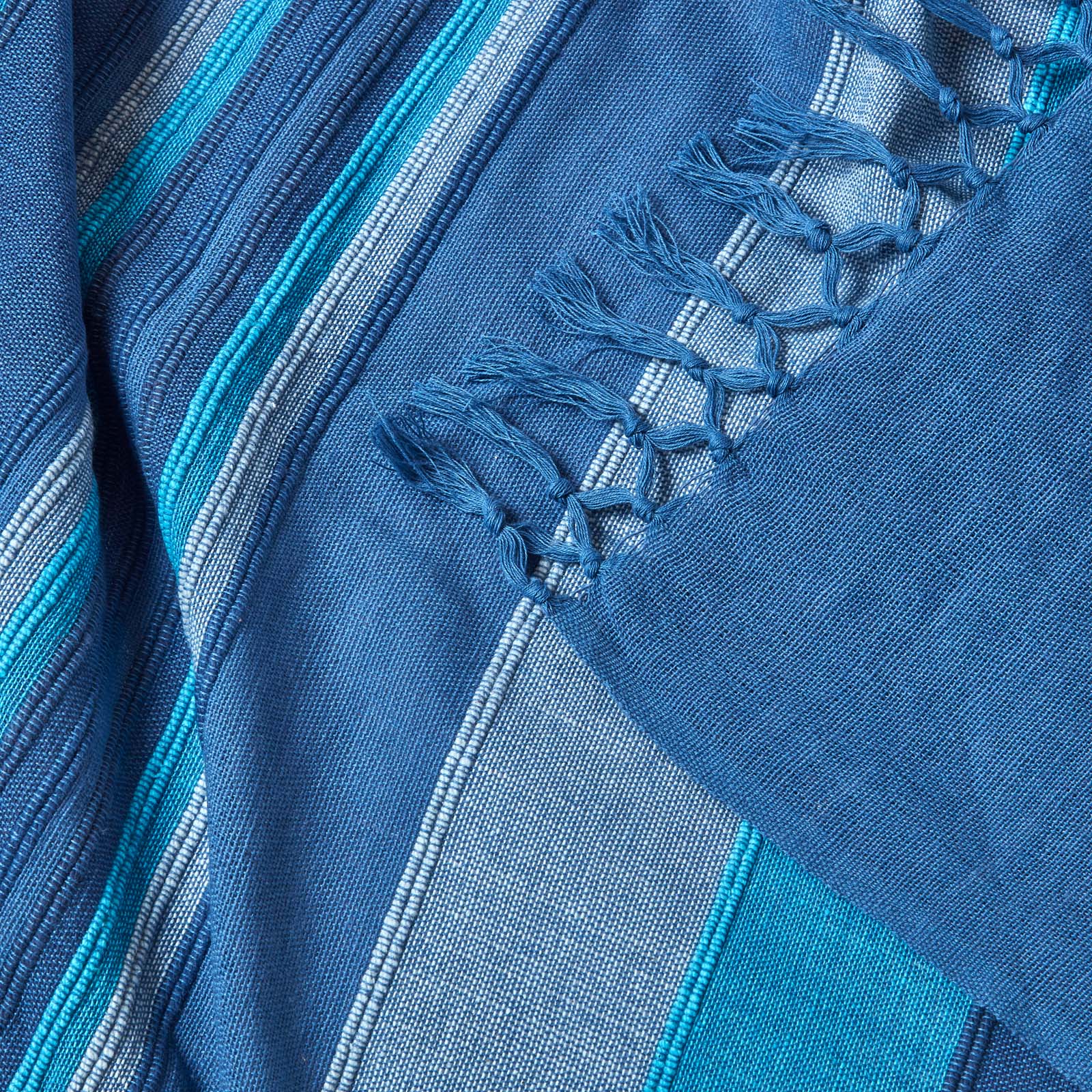 Cotton Morocco Striped Throw | 150cm x 200cm | Blue
