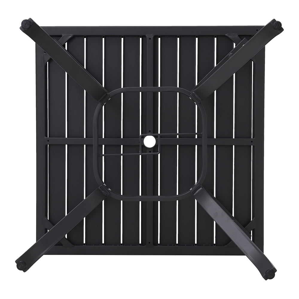 Square Garden Metal Slatted Coffee Table - 80cm X 73cm H