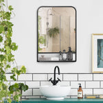 Rectangle Wall Mirror With Shelf 70 X 50/86 X 53cm | Medium | Black