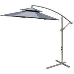2.7m Cantilever Banana Parasol W/ Double Tier Canopy | Dark Gray