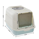 Large Hooded Top Entry Cat Litter Box With Scoop | Sky Blue