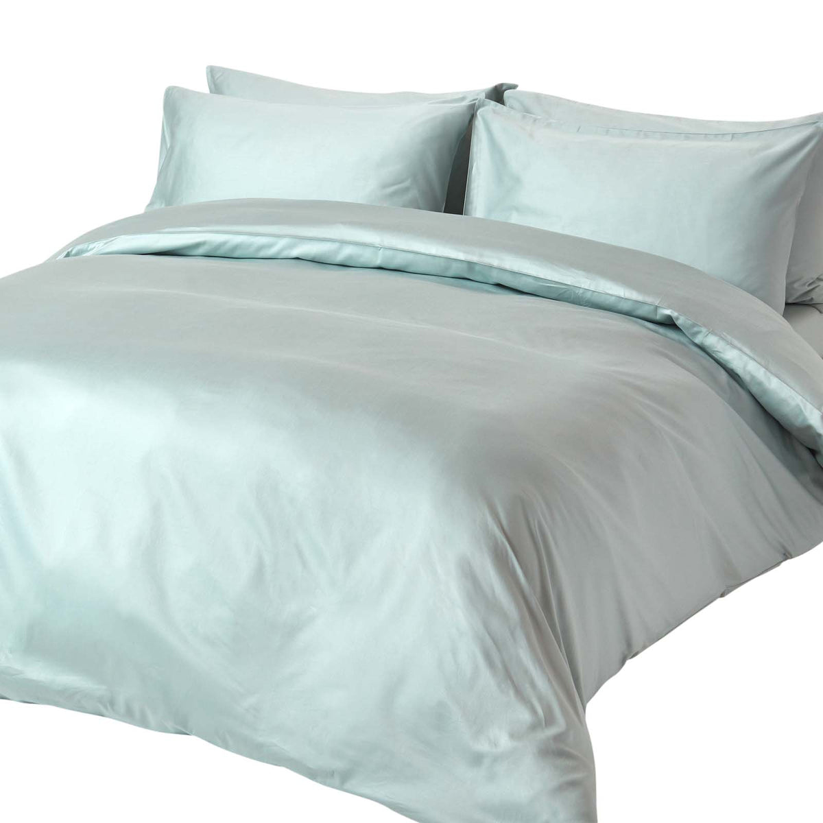 Organic Cotton Duvet Cover Set 400 Tc | Super King | Duck Egg Blue