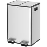 2 X 28l Dual Kitchen Bin Pedal Bin For Recycling And Waste | Silver