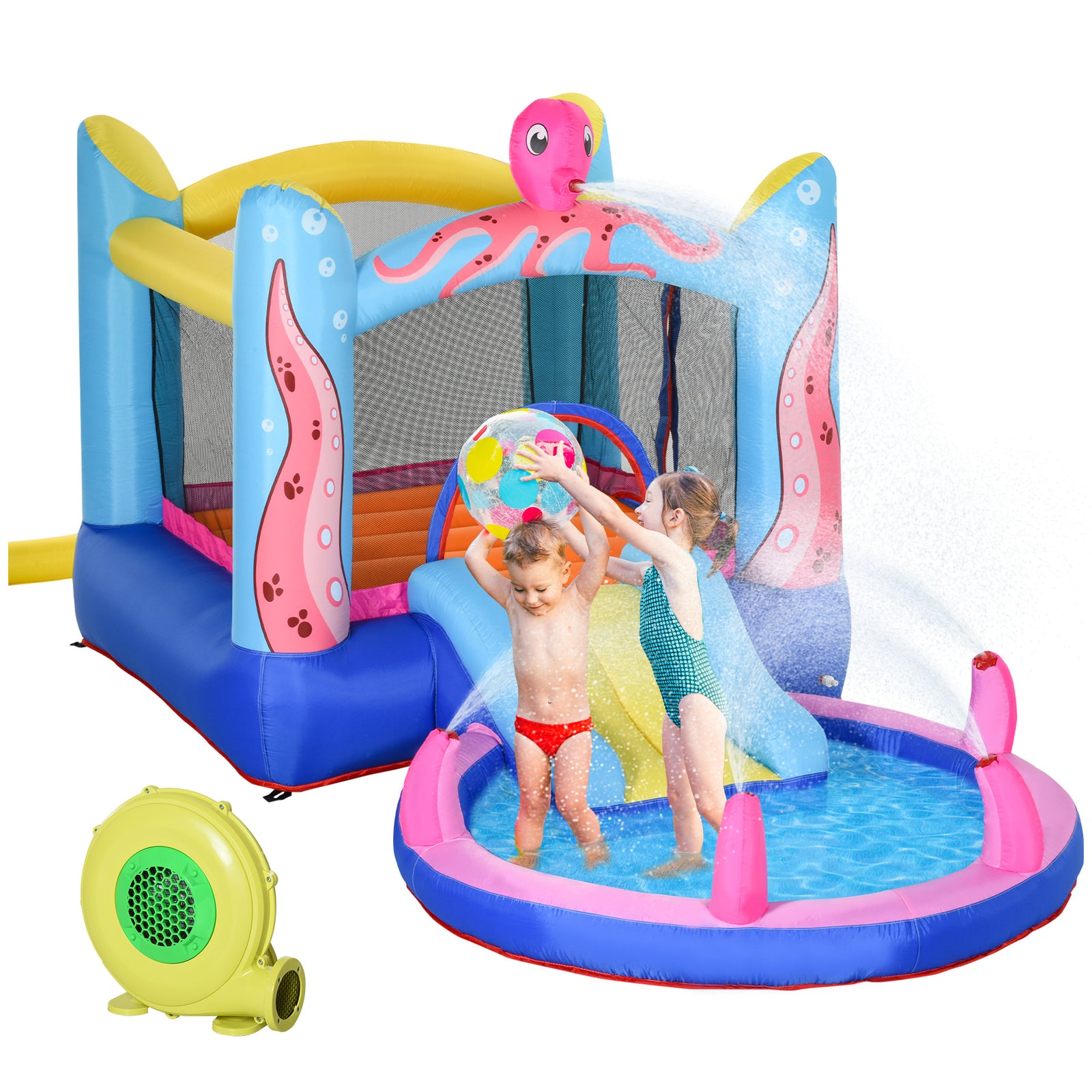 Bouncy Castle W/ Slide Water Pool Trampoline, Blower 3.6 X 1.75 X 1.8m