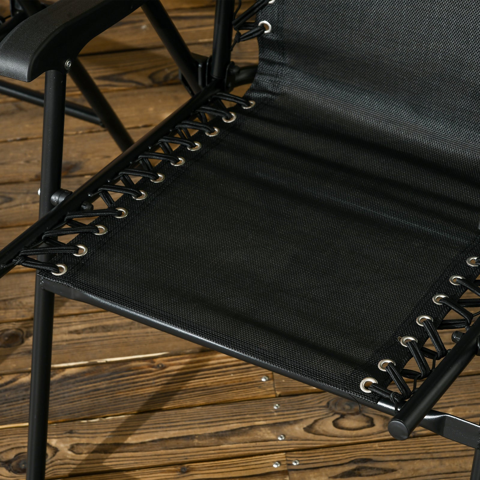 2 Pcs Patio Folding Chair Set, With Armrest, Breathable Mesh | Black