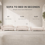 Victoria Velvet Sofa Bed 3 Seater | Cream