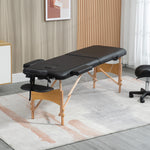 Wooden Folding Spa Beauty Massage Table W/ 2 Sections | One Size | Black
