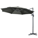 3x3m Cantilever Parasol W/ 360° Crank Handle Tilt | Grey