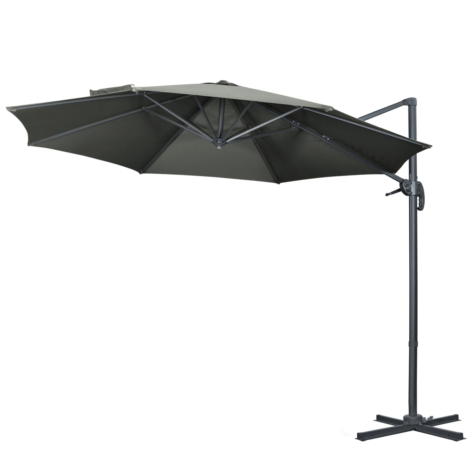 3x3m Cantilever Parasol W/ 360° Crank Handle Tilt | Grey