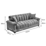 Grey Fabric Sofa Bed With Pillows – Convertible Sleeper Sofa, Super Comfortable Upholstered & Wood Frame
