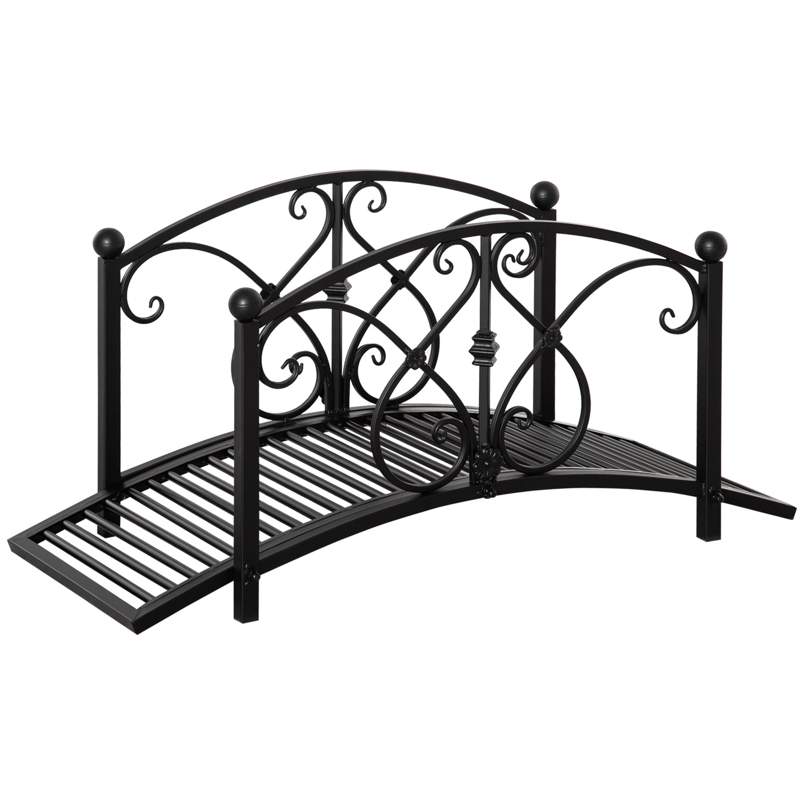 102lx48wx49h Metal Garden Bridge With Railings, Black
