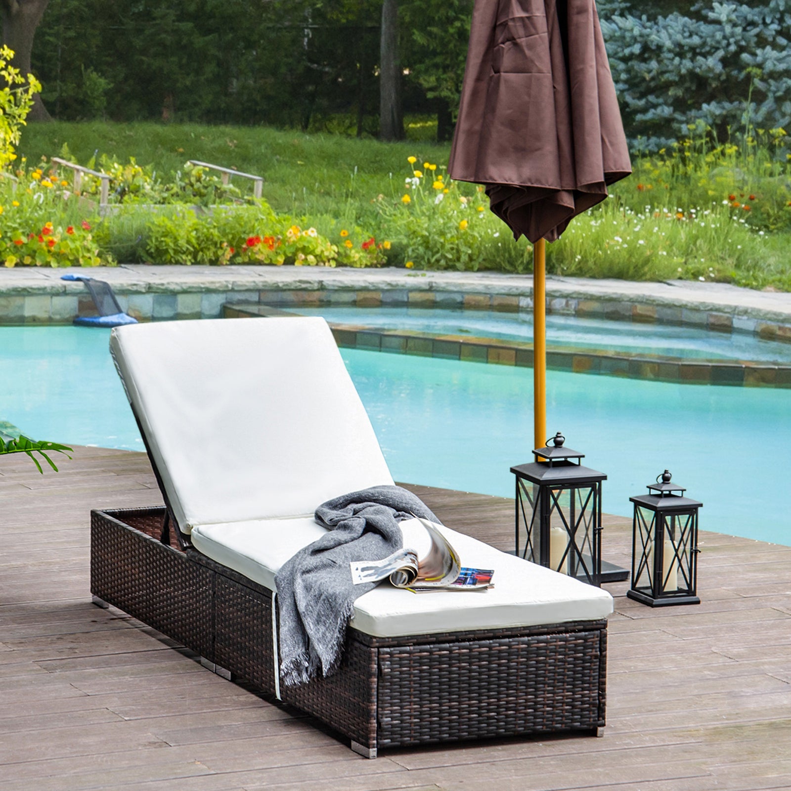 Garden Sun Lounger Rattan Recliner Lounger Chair  Set Of 2 | Brown