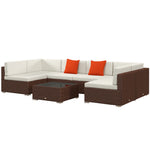 Rattan Garden Furniture Set Coffee Table Buckle Structure | Brown