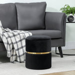 Round Pouffe Storage Footstool With Hidden Space | Black