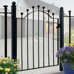 86 W×103cm H Arched Wrought Iron Garden Gate Metal Entry Gate With Ball Finials