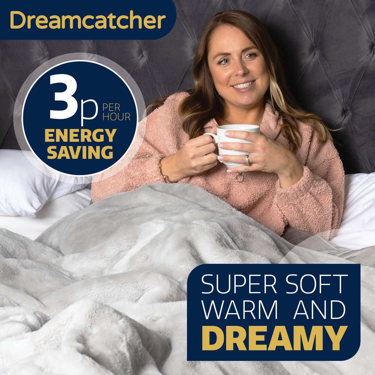 Heated Throw Faux Fur Electric Blanket 160 X 130cm Thermal Blanket & Timer 9 Heat Settings | Double | Light Grey