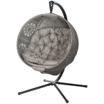 Hanging Chair W/ Metal Stand, Thick Cushion, Foldable Basket
