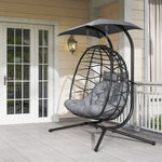 Black Double Rattan Egg Chair W/ Canopy