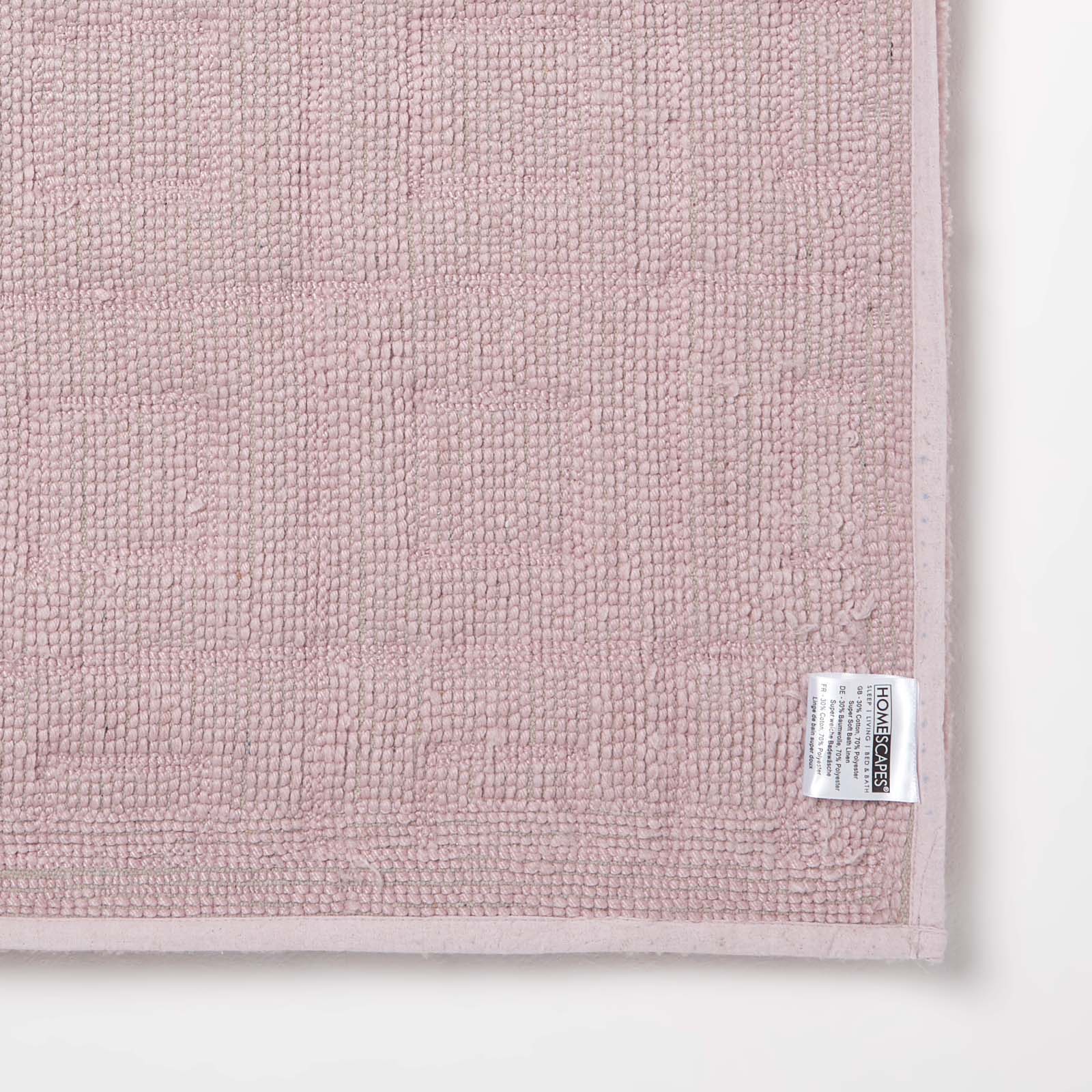 Tufted Cotton Blend Tile Design Bath Mat | 50 x 80cm | Blush Pink