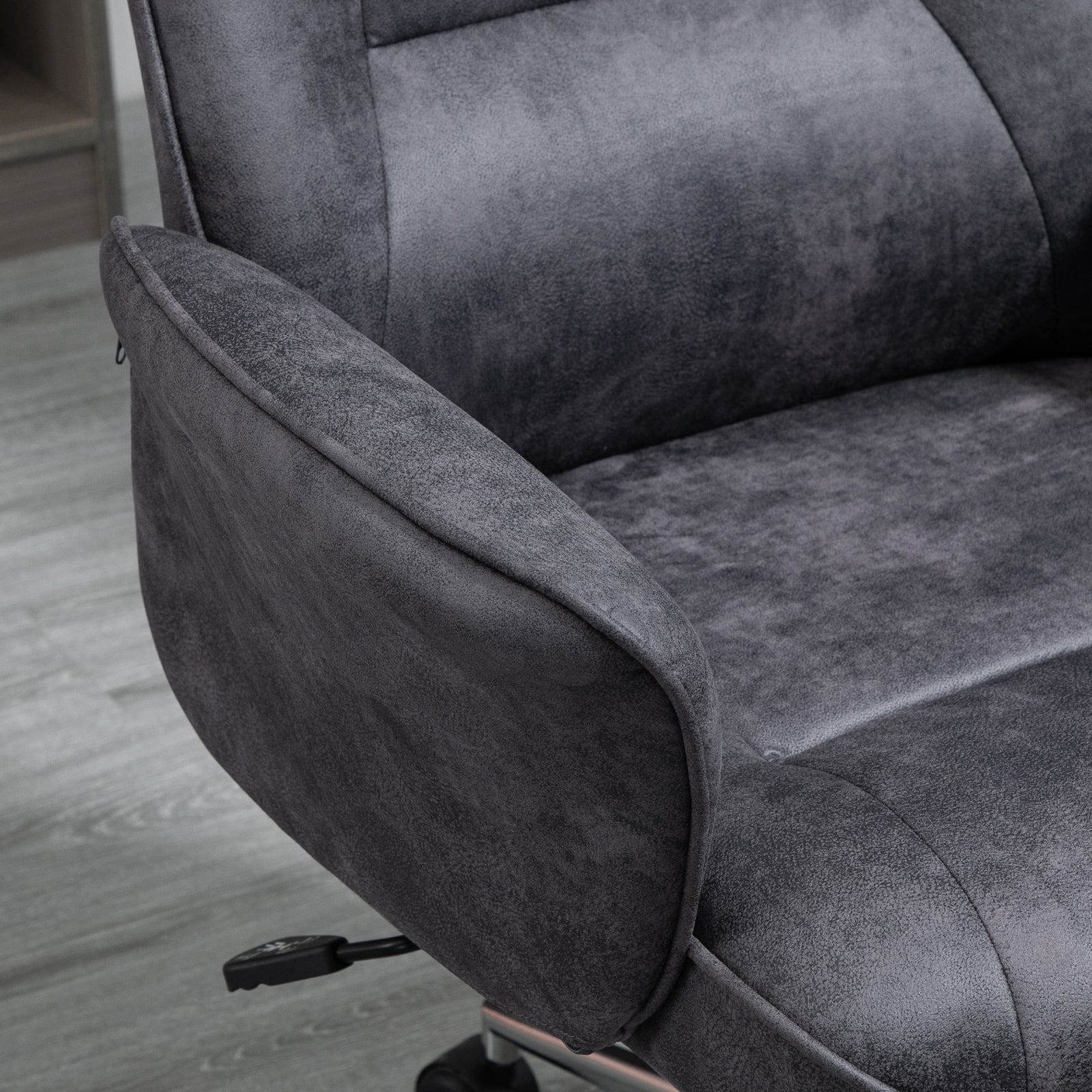 Mid Back Office Chair Swivel Home Study Bedroom | Charcoal Gray