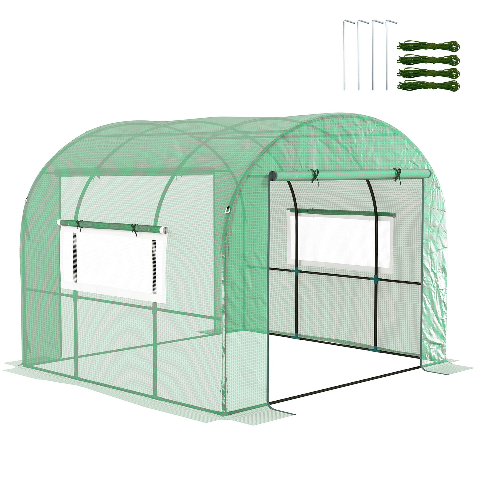 Polytunnel Greenhouse W/ Uv-resistant Pe Cover, Grow House | Large | Green