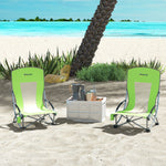 Set Of 2 Folding Beach Chair, Camping Chair With Carry Bag | Green