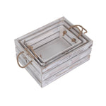 Distressed White Rope Handled Wooden Crate | Set-of-3 | White