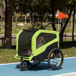 Pawhut 2 In 1 Dog Bike Trailer Pet Stroller For Large Dogs With Hitch | Green