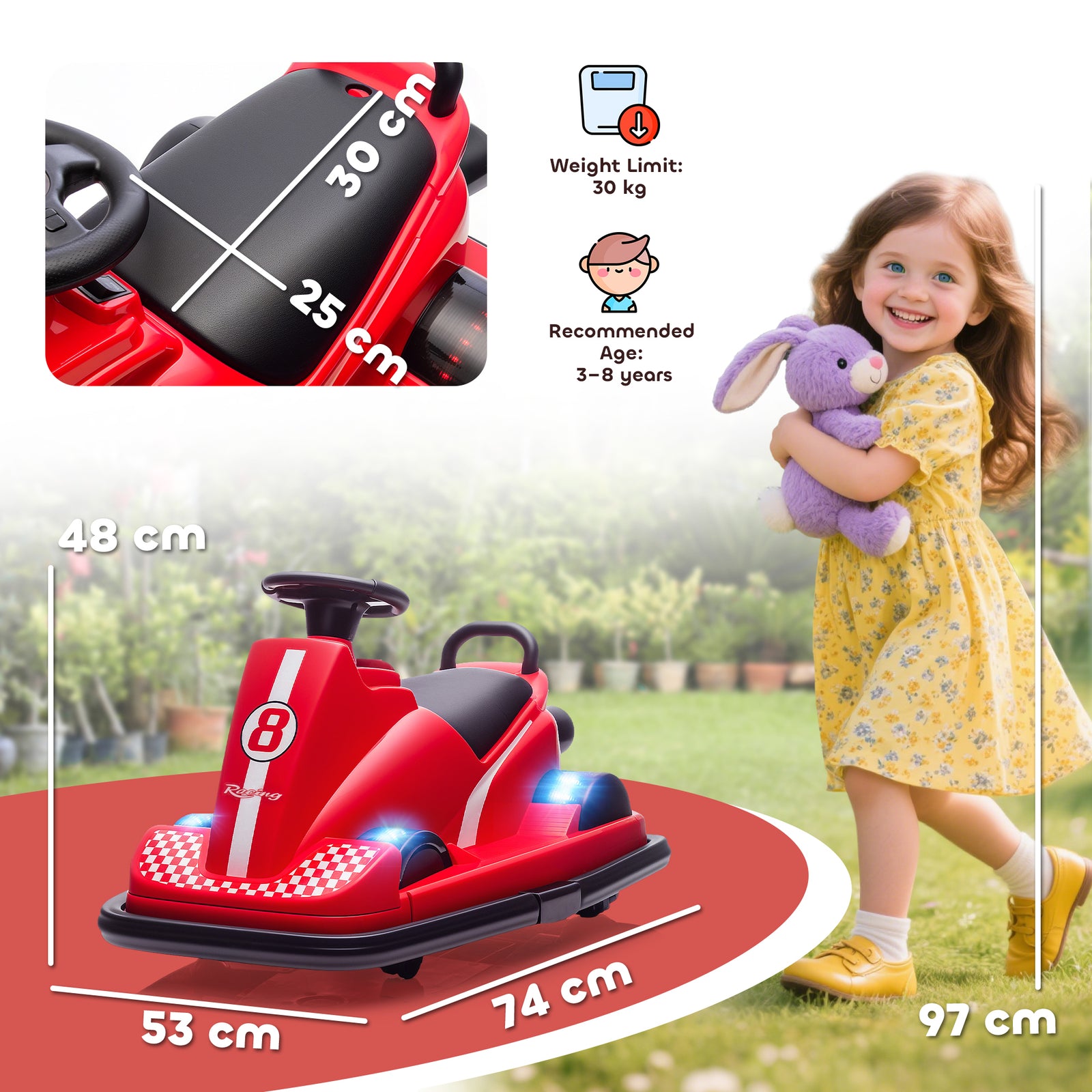 Electric Kids Bumper Car With 360 Degree Rotation Spin | Red